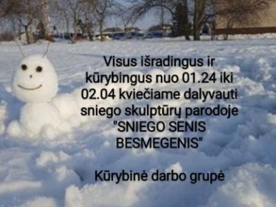 Sniego skulptūrų paroda „Sniego senis besmegenis”