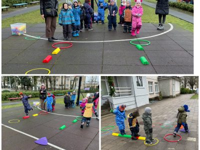 Vaikai aktyviai veikia ne tik grupėje, salėje, bet ir lauke